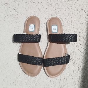 NWOT Black sandals by Time and Tru size 10